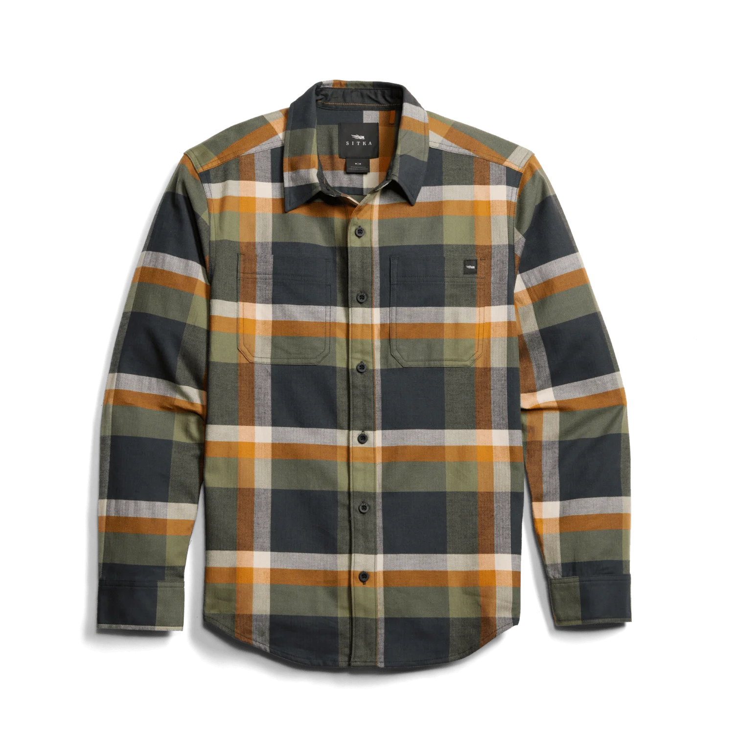 Sitka Ashland Light Weight Flannel Shirt Olive Green Fall Plaid