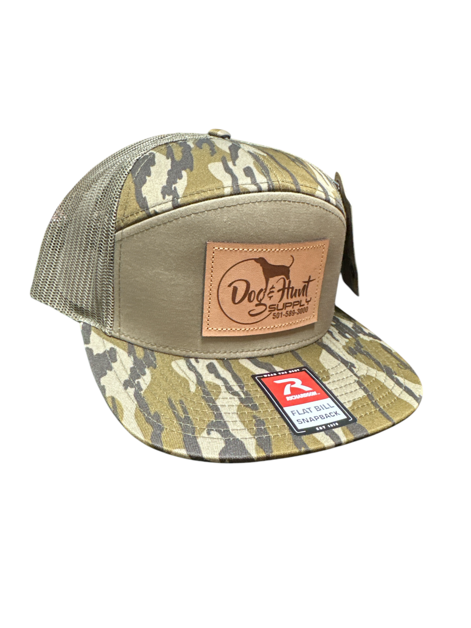 Bottomland Camo Flat Bill hat with Patch