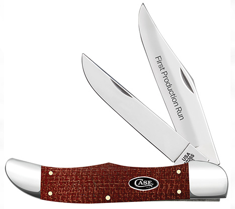 Case 82274 - FPR Dark Red Burlap Micarta Folding Hunter W/ Sheath