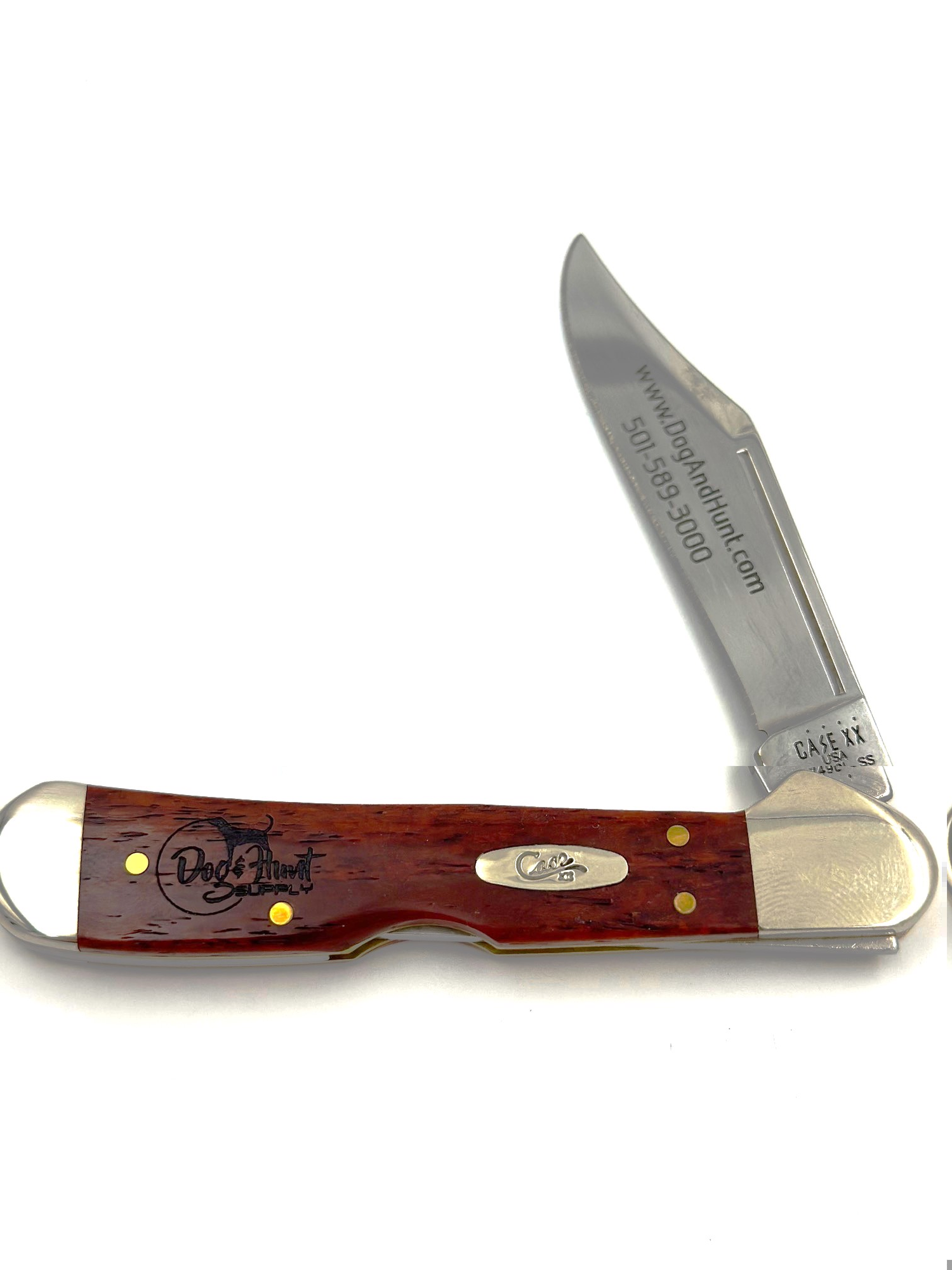 CASE DOG AND HUNT LOGO CHESTNUT BONE CASE MINI TRAPPER KNIFE