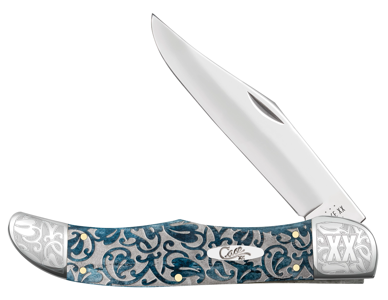 CASE 10757 Image XX Ivy Mediterranean Blue Bone Folding Hunter