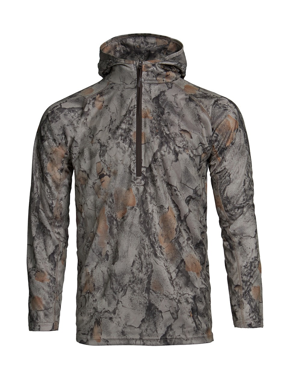 Natural Gear Lightweight Hooded 1/4 Zip Camo Top